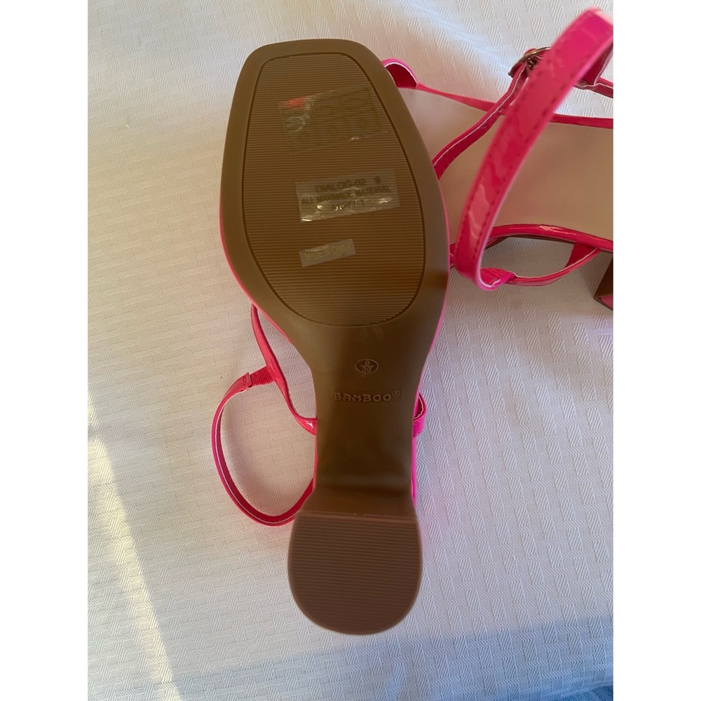 Bamboo Patent Pink High Heel Platform Sandals - Picture 9 of 9